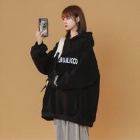 Lazy Style Bf Sweater Loose Large Spring and Autumn Women's Pullover Casual Hooded Jacket M juoda