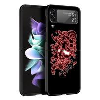 Phone Case for Samsung Galaxy Z Flip 3 4 5 Folding Mobile Shell Hard PC Fundas Black Capa Protect Cover Samurai Oni Mask neon Samsung Z Flip