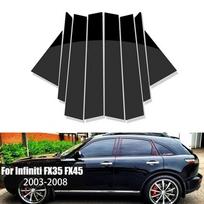 8 vnt BC stulpelių stulpelių durų langų apdailos lipdukai Išorės stiliaus automobilių dalys, skirtos Infiniti FX35 FX45 2003–2008 m.
