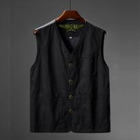 Cotton V-neck Vest Middle-aged and Elderly Leisure Fishing Shoulders Spring and Fall Work Uniforms Men's Clothing 8XL juoda