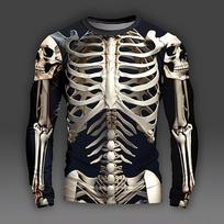 Grafinis Kaukolės Skeletas Mados Dizaineris Kasdienis Vyriškas 3D Spaudas Marškinėliai Sportui Lauke Atostogoms Išeigai Marškinėliai juodi Ilgomis Rankovėmis Apvalia Iškirpte S gray