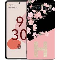 Phone Case For Google Pixel 8 A 7 6 Pro 6A 5G Black Soft Shockproof Back Cover Silicone TPU Shell Coque Golden Letter Flower Pixel 7 Pro white