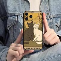 Witches Moon Tarot Mystery Totem Cat telefono dėklas, skirtas iPhone Mini 11 12 13 14 15 Pro XS Max X Plus SE XR Black Soft Shell iPhone14