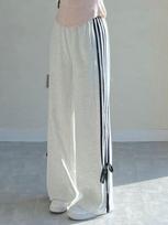 Grey Bow Sweet Loose Sweatpants Women Summer High Waist Casual Wide Leg Pants Straight Korean Fashion Long Sports Pants Streetwear S pilka