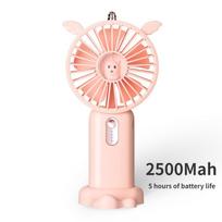 5000Mah USB Mini Fan Five Speed Regulation Portable Fans LED Digital Display Silent Strong Wind Power Dual Battery Power Supply white