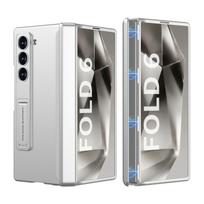 Magnetic Hinge for Samsung Galaxy Z Fold 6 5 4 Case Plastic Anti Spy Full Coverage Privacy Protective Cover Holder Stand Luxury Fold 6 Case & Clear Film sidabras