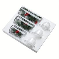 3pcs Glass Hurricane Candle Holders With Decorative Christmas Ornaments - Set Of 3(Candles Not Included) 3
