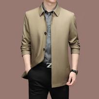 Spring & Fall Solid Color Windbreaker Men High Quality Business Coat Casual Comfort Top Slim Jacket M tamsiai mėlyna spalva