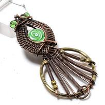 Carving Flower Gemstone Handmade Copper Wire Wrap Jewelry Pendant 2.56  y7w01