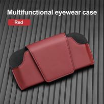 Universal Car Sunglasses Holder Case Auto Sun Visor Glasses Box Clip Sunglasses Holder Magnetic Fastener Eyeglasses Storage raudona