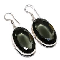 Smoky Topaz Gemstone Handmade 925 Sterling Silver Jewelry Earring 1.97  F5f10