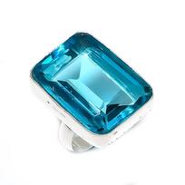 Swiss Blue Topaz Gemstone Handmade 925 Sterling Silver Jewelry Ring Size 7 Y5V02