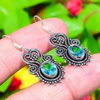 Swiss Blue Topaz Gemstone Handmade 925 Sterling Silver Gift Earring 1.77  D5q81