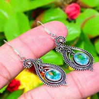 Swiss Blue Topaz Gemstone Handmade 925 Sterling Silver Gift Earring 2.01  O4L99