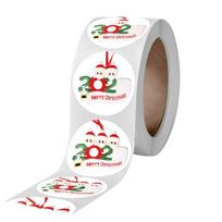500 vnt./ritinys Kalėdinės apvalios kaukės Sniego senio lipdukai Lipni etiketė 500pcs/roll
