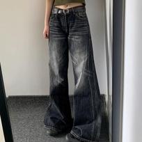 Vintage Baggy Jeans Woman Harajuku Korean Fashion Denim Pants Style Streetwear Trousers 4XL juoda