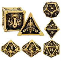 DND Skull Dragon kauliukų rinkinys požemiams ir drakonams Daugiakampiai kauliukai stalo žaidimams black