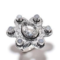 Rainbow Moonstone, Topaz Gemstone 925 Sterling Silver Jewelry Ring Size 10 C7c43