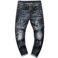 Men'S Jeans With Elastic Holes, Men'S Slim Fit, Fashionable And Personalized Men'S Pants 28