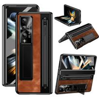 Samsung Z Fold 6 dėklas Odinis stovas Su rašiklio laikikliu ir rašiklio dėklu Samsung Galaxy Z Fold 5 4 6 Retro stiliaus Su vyriu Atsparus smūgiams Dangtelis For Galaxy Z Fold 4 ruda