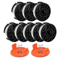 AF100 Grass Trimmer Spool, Replacement Grass Trimmer Spool, Transparent Trimmer Line 0.065 inch, 8Pcs Spool & 2Pcs Cover & 2Pcs Spring
