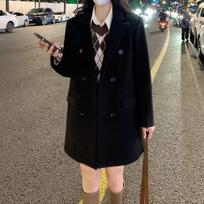Black Woolen Elegant Long Coat Women Autumn Winter Hepburn Style Outwear Coat Office Lady Loose Long Sleeve Overcoat Retro New S juoda