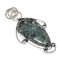 Ruby Fuchsite Lab-Created Handmade 925 Sterling Silver Pendant 2.76  H3N39