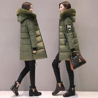 Women's Winter Warm Cotton Jacket Women's Winter Long Padded Coat Women's Insulated Coat Parka M armijos žalia spalva