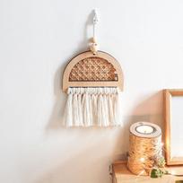 „Makrame“ austas sienų pakabinamas gobelenas „Boho Bohemian“ namų kambario meno dekoras Rankų darbo balta