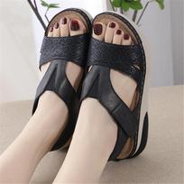 fashion Brand Wedge Sandals Women Leisure Hook Loop Sewing Thread Soft Portable Dressy Sport Simple Adjustable Lightweight Comfy 36 juoda