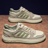 Spring and Summer New Men's Hong Kong Style Sports Shoes Platform Leather Casual White Shoes 49