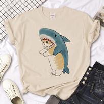 Cat Tops Unisex T Shirts Streetwear Summer Anime T Shirt Girl Y2k Japanese Clothes Unisex L