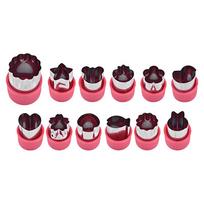 12Pcs Fruit Star Shape Fondant Cake Cookie Plunger Mould  Cutter Tools raudona