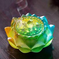 Glazed Incense Burner Large Household Indoor Tray Incense Tower Incense Seal Script Stove Lotus Flower Creative Sandalwood Incense Incense Tea Table