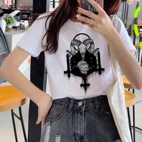 Šėtono Demono marškinėliai Moteriški Grim Reaper Satanist Hell Satanism Hrajuku marškinėliai Siaubo Juokingi XL balta