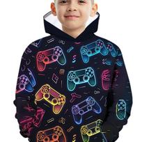 Vibrant 3D Print Long Sleeve Hoodie - Soft, Breathable, and Casual Boys Sweatshirt for Spring and Fall Outdoor Activities - Unique Gift for Boys 100