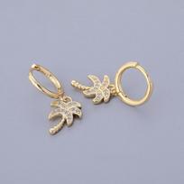 925 Sterling Silver Pave Zircon Coconut Tree Hoop Earrings Female Golden  Selling Korean Jewelry auksinė