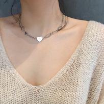 925 Sterling Silver Love Heart Pendant Thai Silver Necklace Punk Sweater Chain Necklace For Women Jewelry S-N567