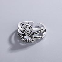 Anglų raidžių žiedas sidabro spalvos metaliniai reguliuojami atidarymo žiedai moterims Pokerio abėcėlė Creative Finger Ring Vyrams Madingi papuošalai Resizable gray