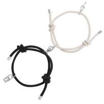 Magnetinė apyrankė pora rankų darbo reguliuojama virvė, atitinkanti apyrankę begalinės meilės apyrankė Lucky Black White Brazalete dovana juoda balta spalva