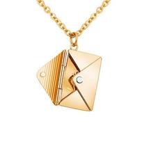 Envelope Locket Necklace with Stainless Steel Gold Silver Color Love you Secret Message Pendant Necklace for Mother's Day Gift rožinio aukso spalvos