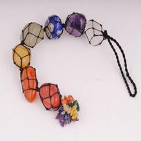 Hanging Car  Decoration 7 Chakras Feng Shui Handmade Crystals Stones Home Decoration Yoga Honey gray