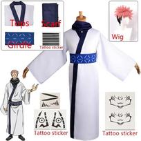 Anime Jujutsu Kaisen Ryomen Sukuna Japonija Kimono Uniforma Apranga Cosplay Kostiumai Kalėdinis karnavalas Pu'er festivalio vakarėlio dovanos L-(Costume+Wig) white