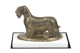 Cesky Terrier, Czech Terrier, Bohemian Terrier - dog figurine, figure on a white base, trophy for Art-Dog dog show exhibition ruda