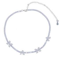 Naujas Motinos dienos ledinis blizgantis skaidrus kubinis cirkonis 3 mm teniso grandinėlė su inicialu Mama moterims žavesio vėrinys-chokeris 32 with 10cm