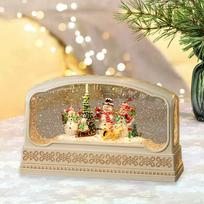 Kalėdinė sniego gaublio figūrėlė muzikinė dėžutė su besisukančiomis blizgučiais dekoratyviniu miuziklu Snowman