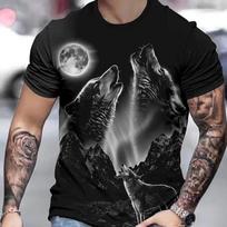 3d Wolf Print T-Shirt For Men Short Sleeve Summer Casual Man Clothes Quick Dry Sport Shirts Vintage Oversized Tees Tops L gray