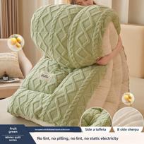Storos ir šiltos Tafu aksomo žieminės antklodės 150x200cm【2kg】 obuolių žalios spalvos