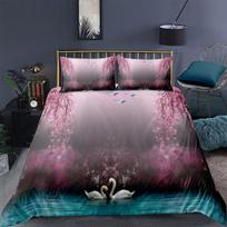 Mandarin Duck Pattern Bedding Couple Women Down Duvet Cover and Pillowcase 2/3pc King Queen Bed 3D Printing Duvet Cover Set Gift Baby 100x135cm