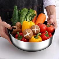 Cereal Bowl,Stainless Steel Basin with Lid,Kitchen Food Catering Basin, Mixing Bowl for Pasta Barley 24CM
